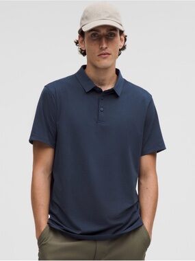 Lululemon Men's Navy Short-Sleeve Polo Shirt